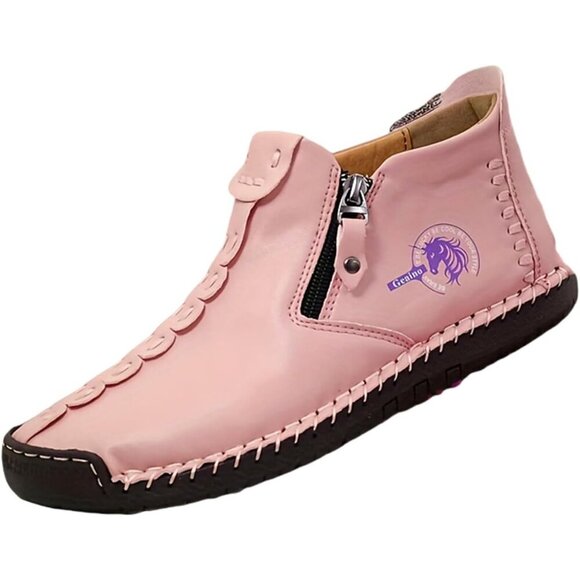 🆕Women Pink Leather Renaissance Barefoot Cover Whole Foot Zipper Soft Sole Boot - Picture 1 of 6